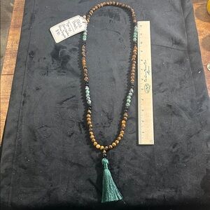 Handcrafted Beaded Necklace with Tassel